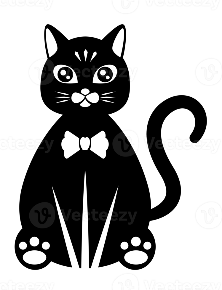 Cute cat black icon illustration PNG, with transparent background