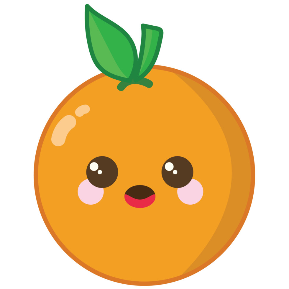 gek oranje fruit met groen blad Aan transparant achtergrond png