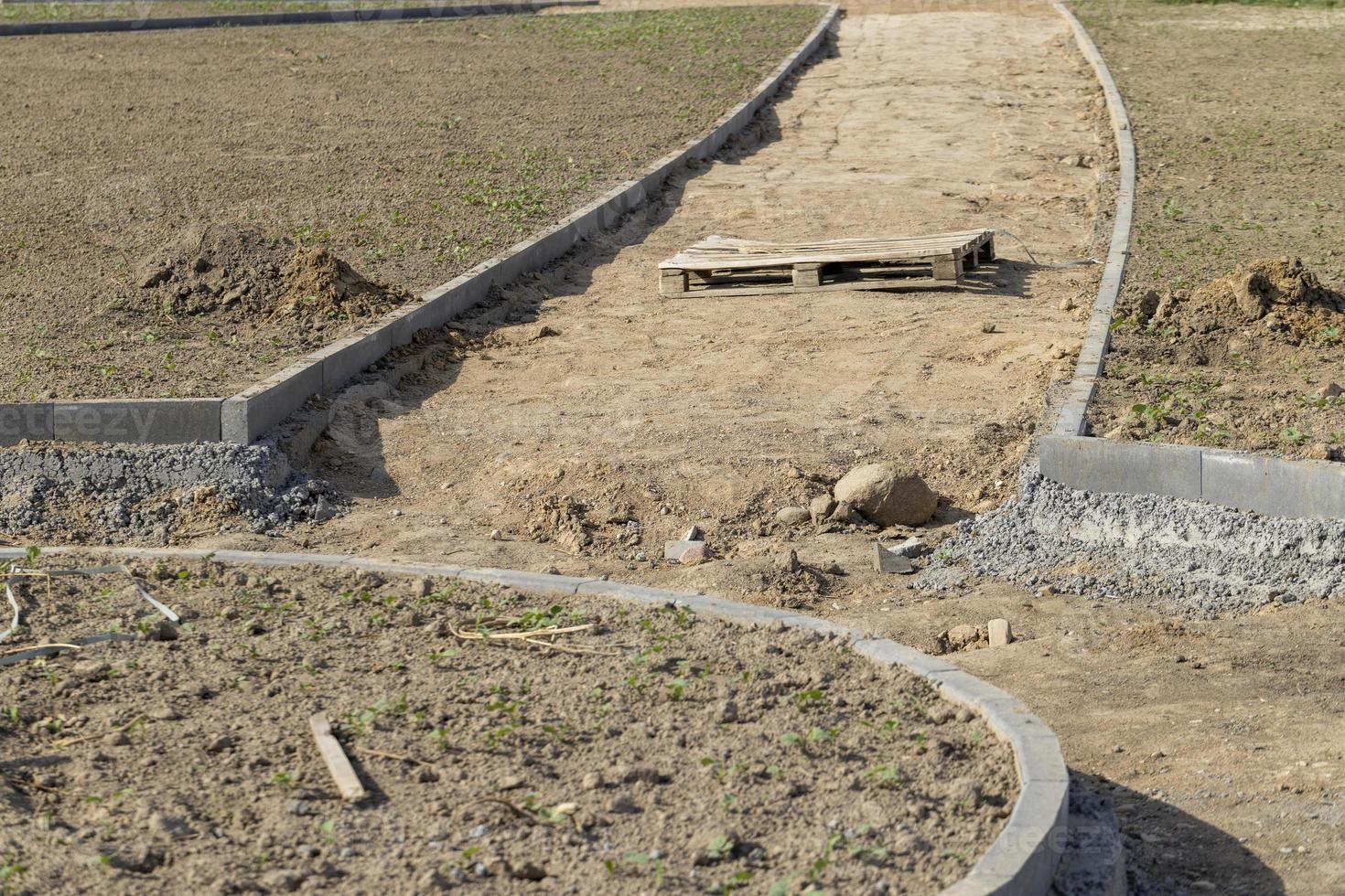 construction of a new walkway in the city park photo