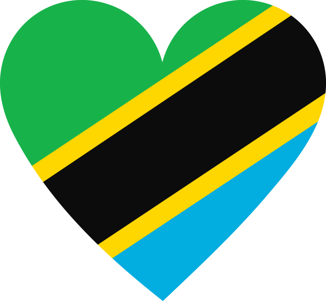 Tanzania flag in the shape of a heart. png