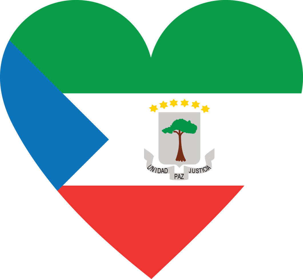 Equatorial Guinea flag in the shape of a heart. png
