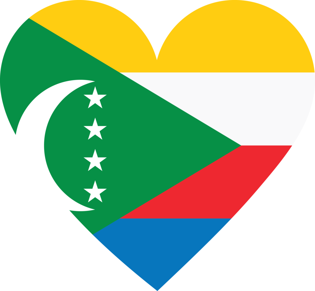 Comoros flag in the shape of a heart. png