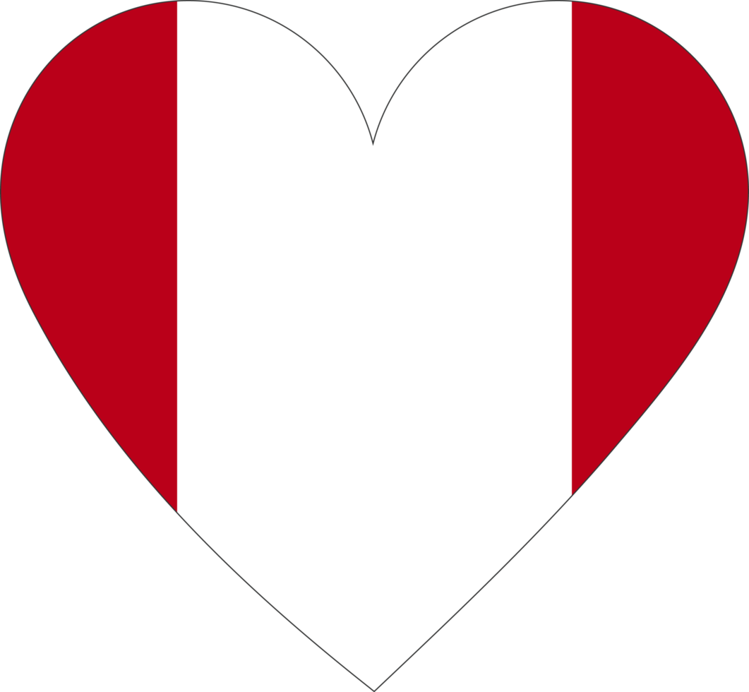 Peru flag in the shape of a heart. png