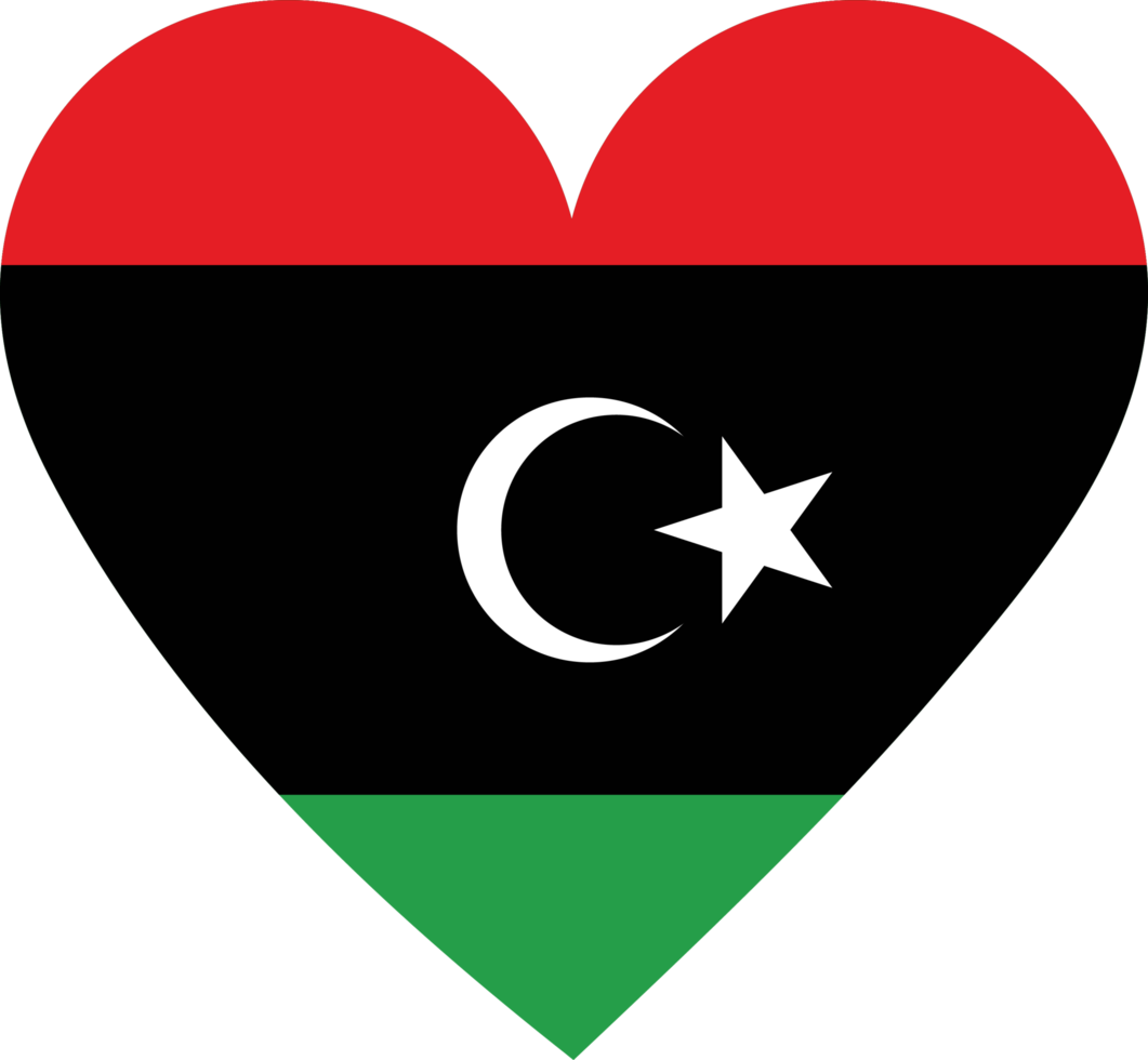 Libya flag in the shape of a heart. png