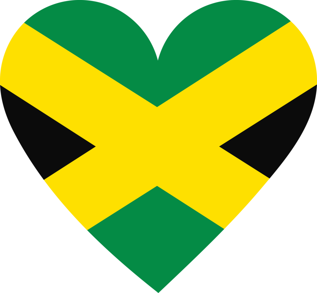 Jamaica flag in the shape of a heart. png