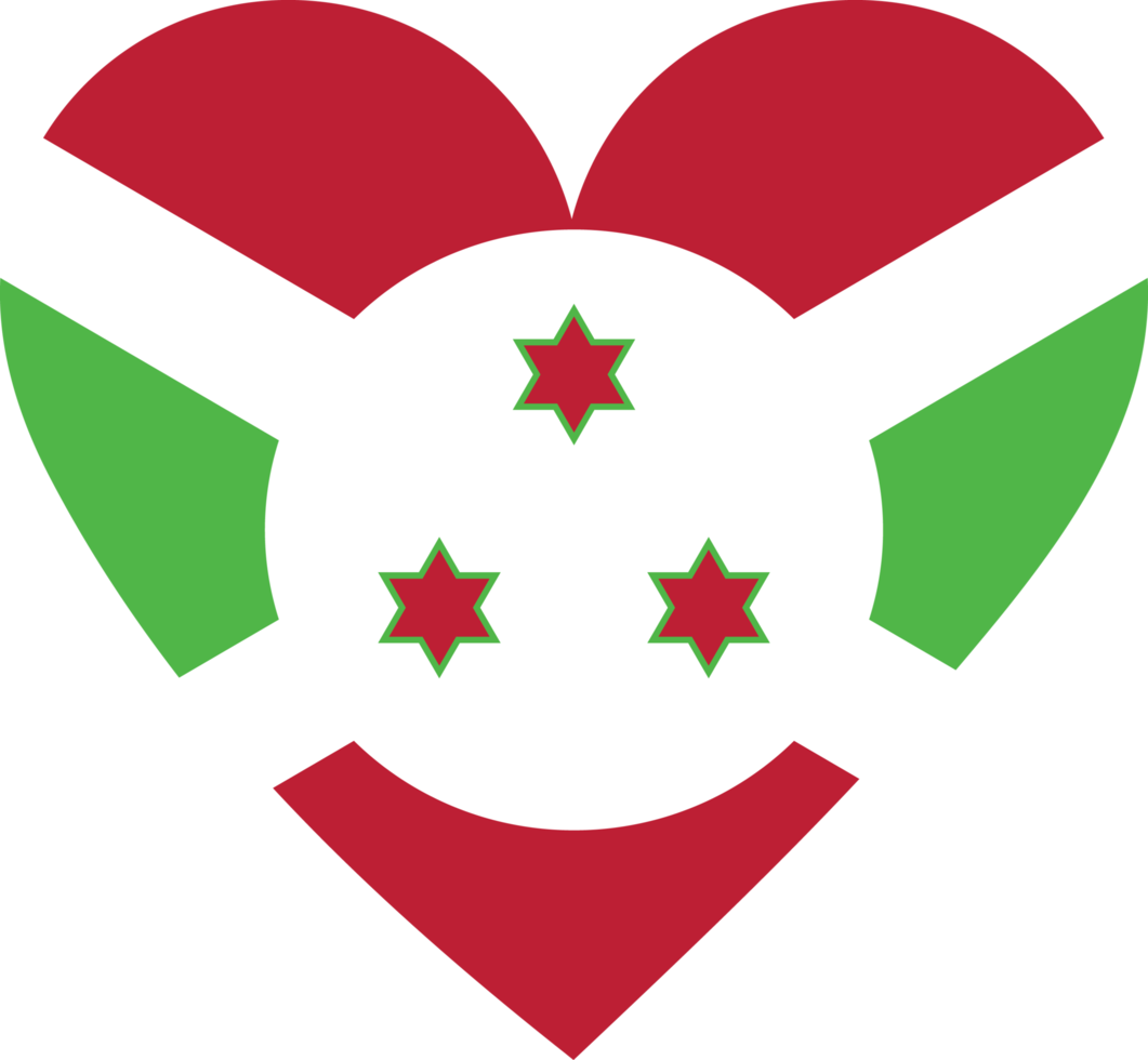 Burundi flag in the shape of a heart. png