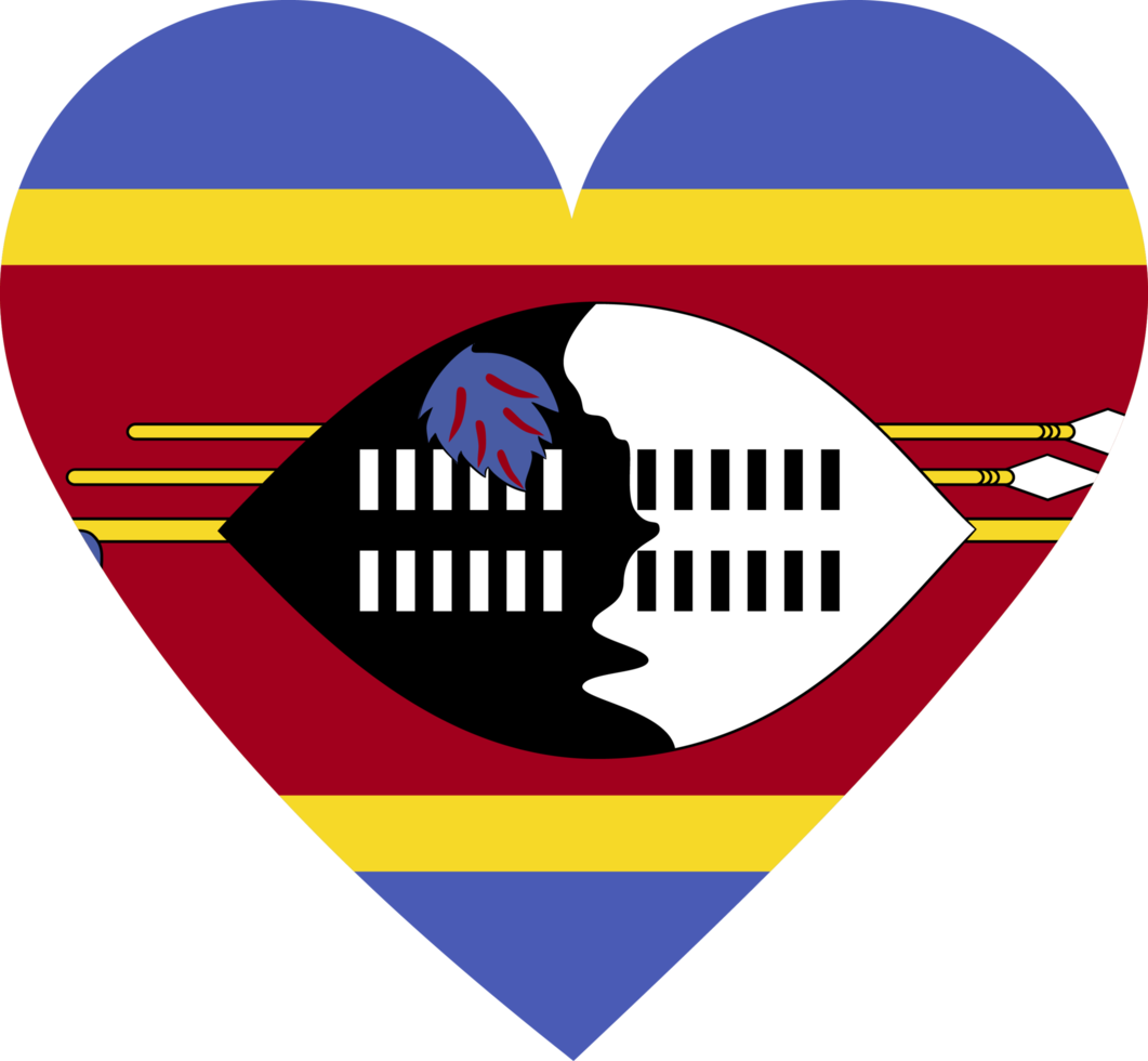 Eswatini flag in the shape of a heart. png