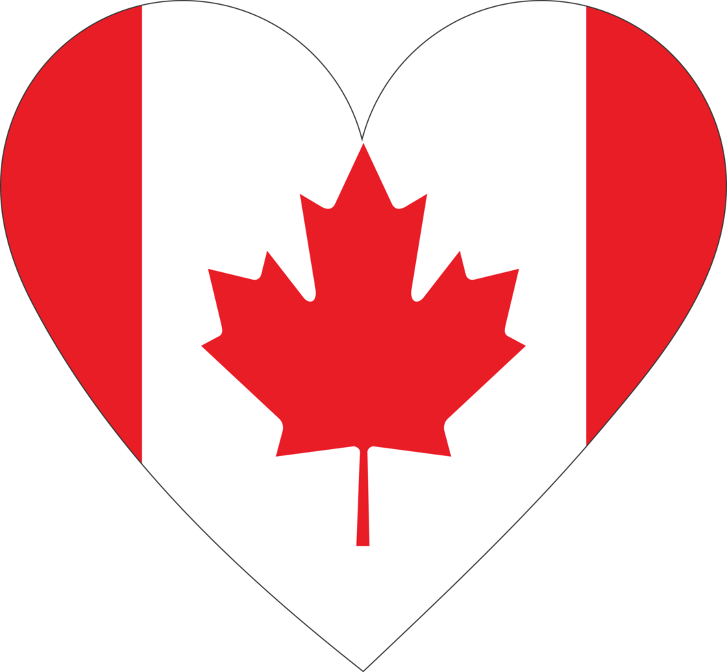 Canada flag in the shape of a heart. png