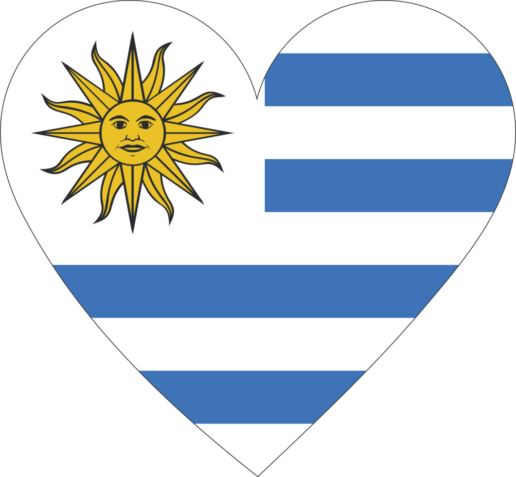 Uruguay flag in the shape of a heart. png