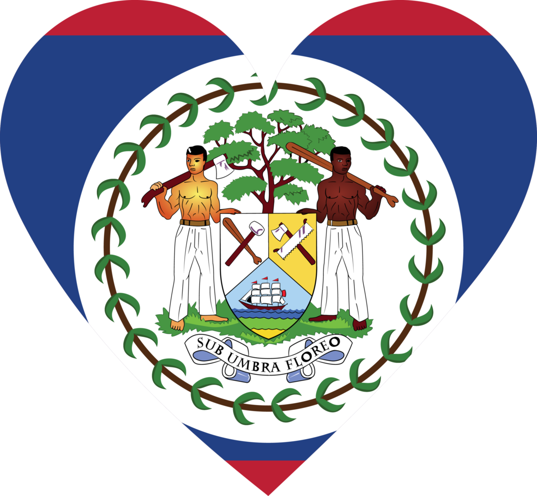 Belize flag in the shape of a heart. png