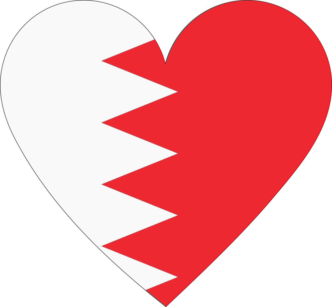 Bahrain flag in the shape of a heart. png