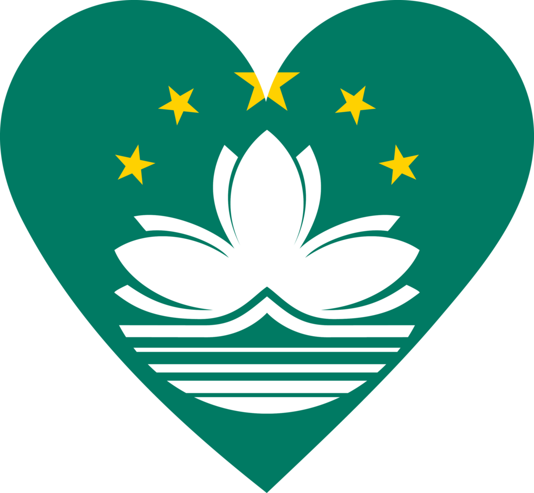 Macau flag in the shape of a heart. png