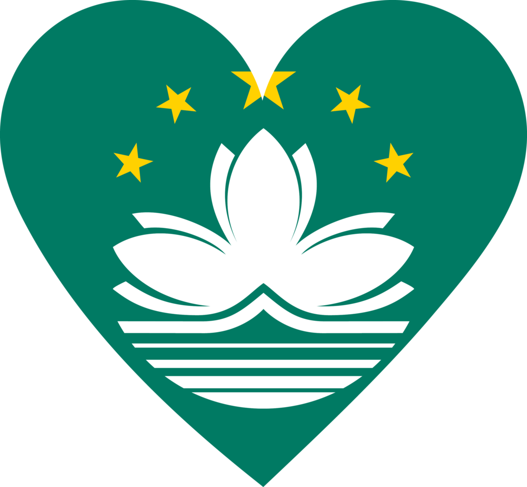 macau bandiera nel il forma di un' cuore. png