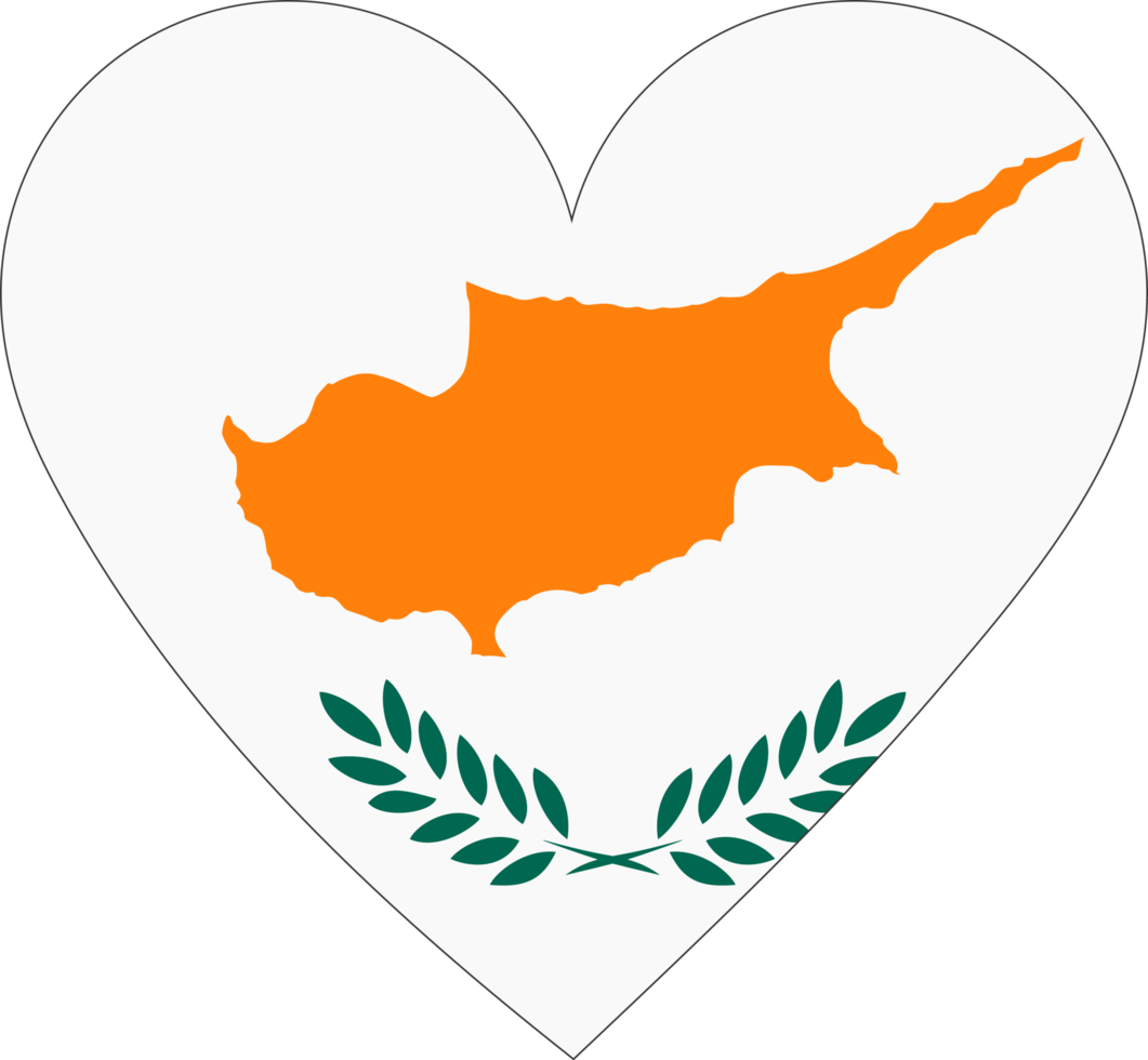 Cyprus flag in the shape of a heart. png