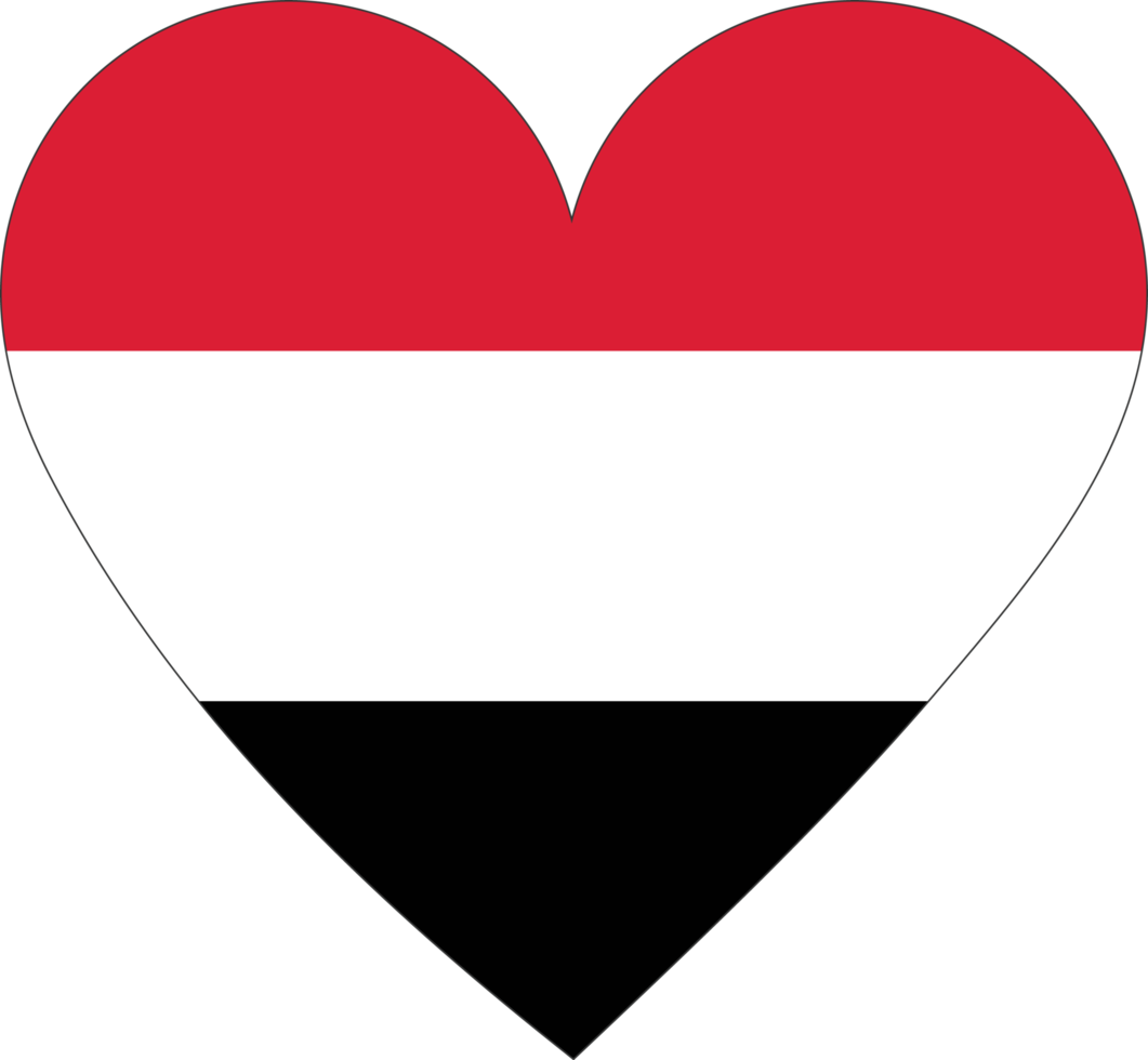 Yemen flag in the shape of a heart. png