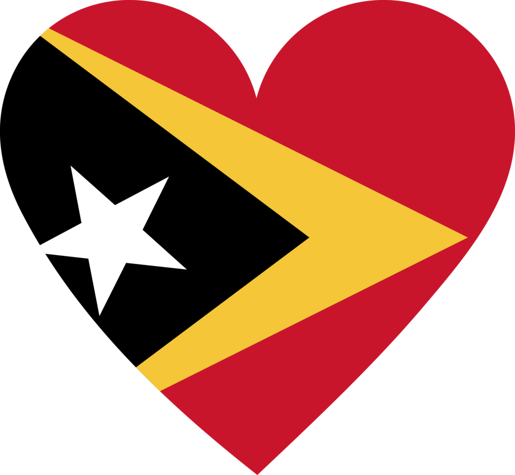 Timor Leste flag in the shape of a heart. png