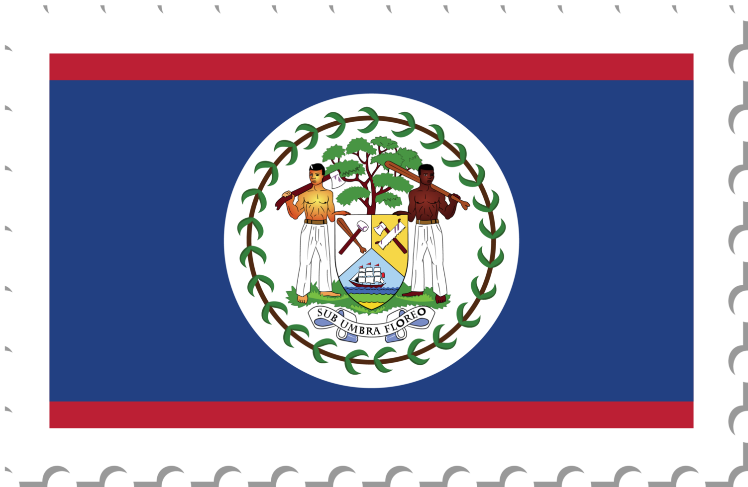 Briefmarke mit Belize-Flagge. png