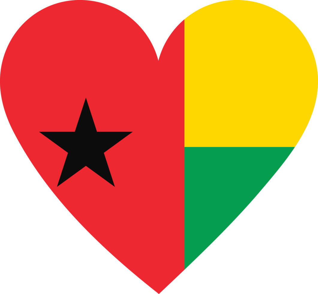 Guinea Bissau flag in the shape of a heart. png
