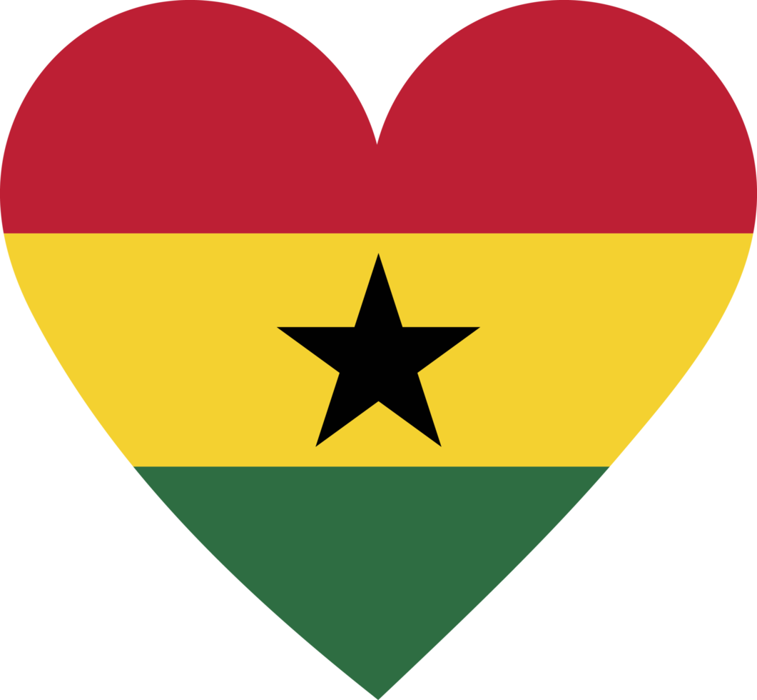 Ghana flag in the shape of a heart. png