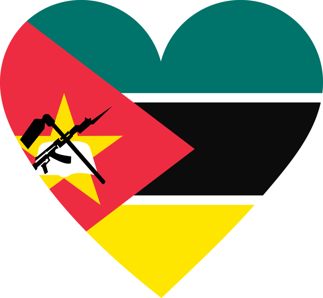 Mozambique flag in the shape of a heart. png