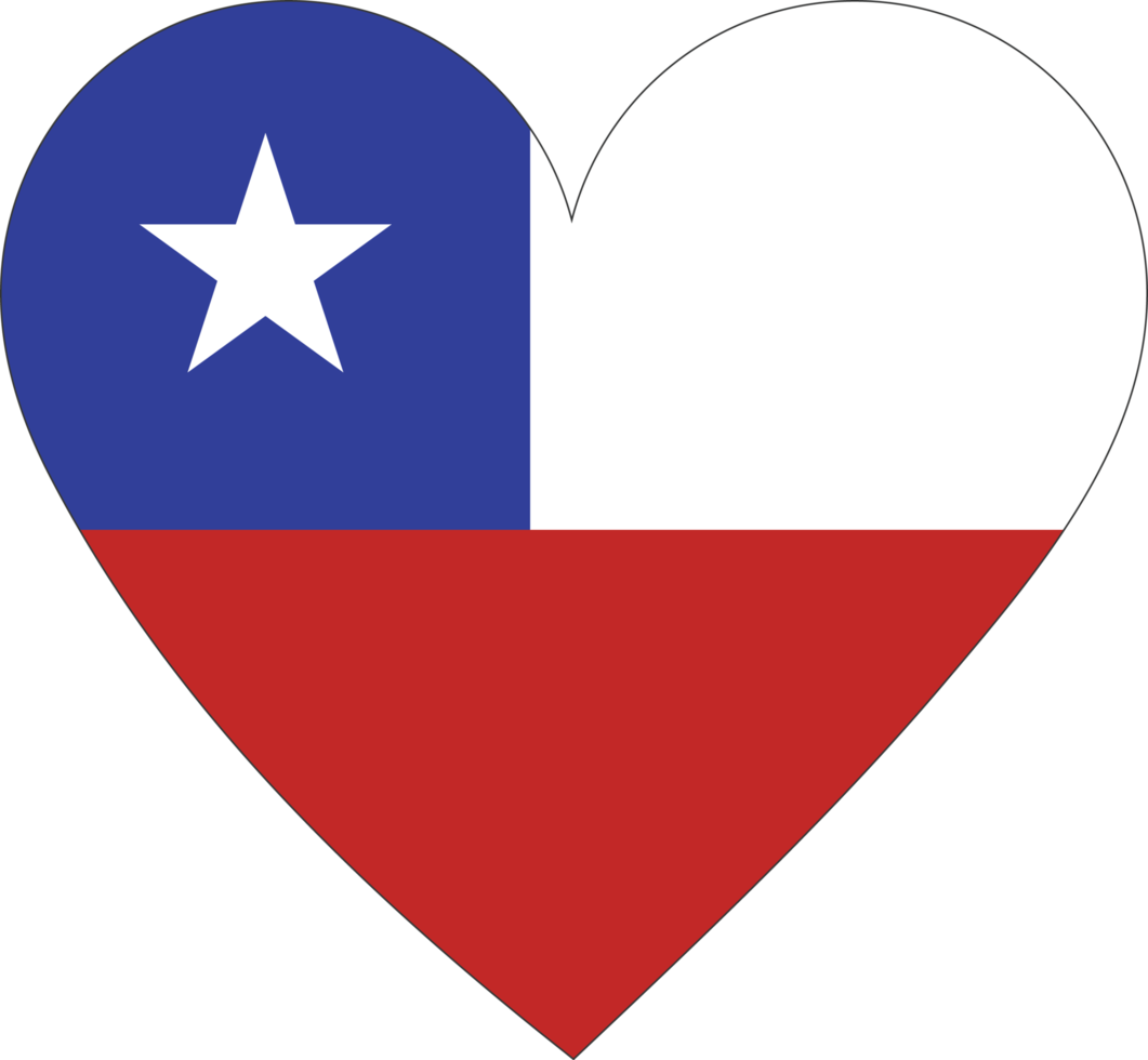 Chile flag in the shape of a heart. png