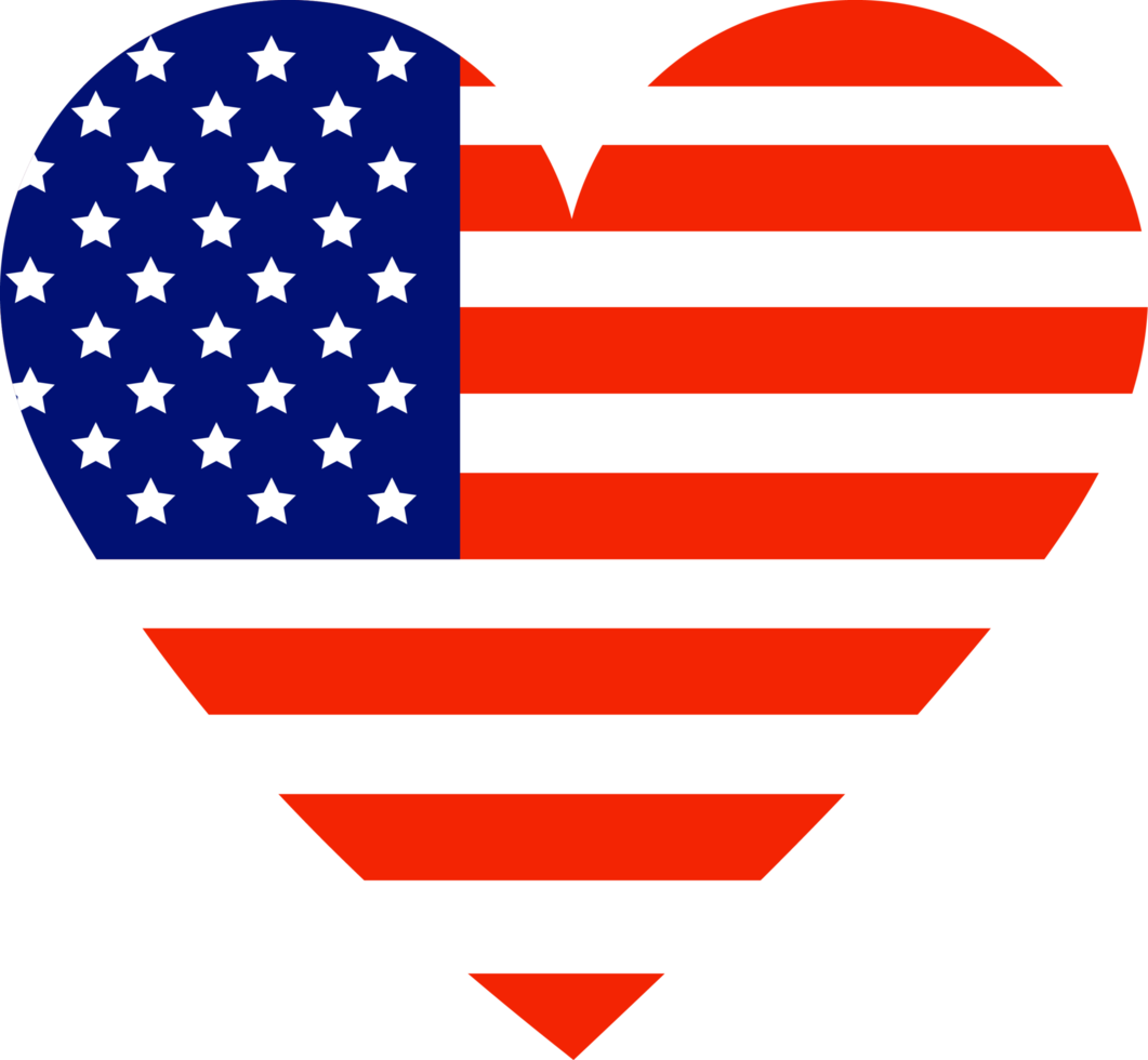USA flag in the shape of a heart. png