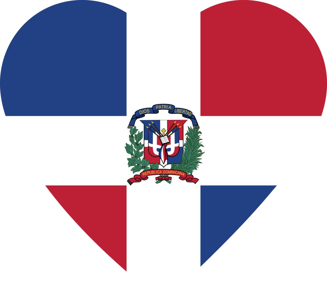 Dominican Republic flag in the shape of a heart. png