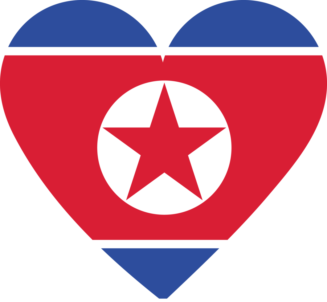 norr korea flagga i de form av en hjärta. png