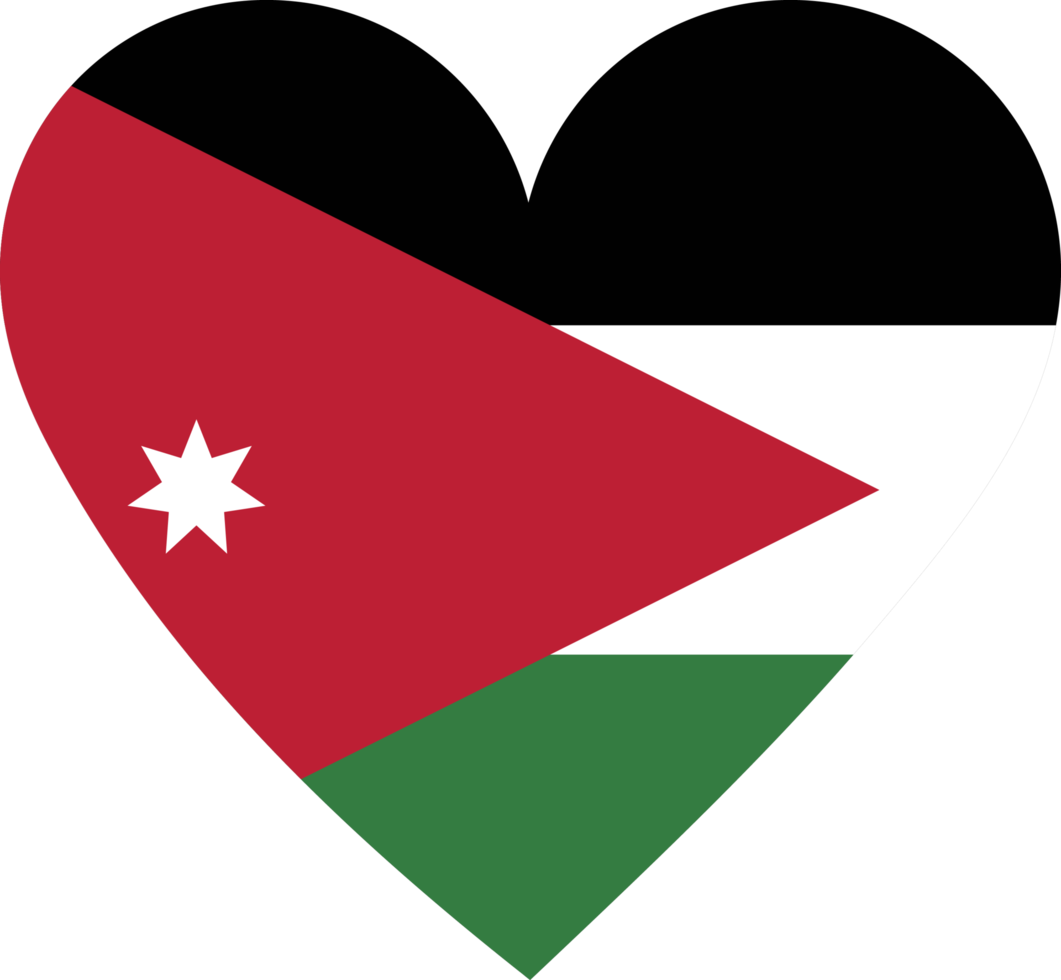 Jordan flag in the shape of a heart. png