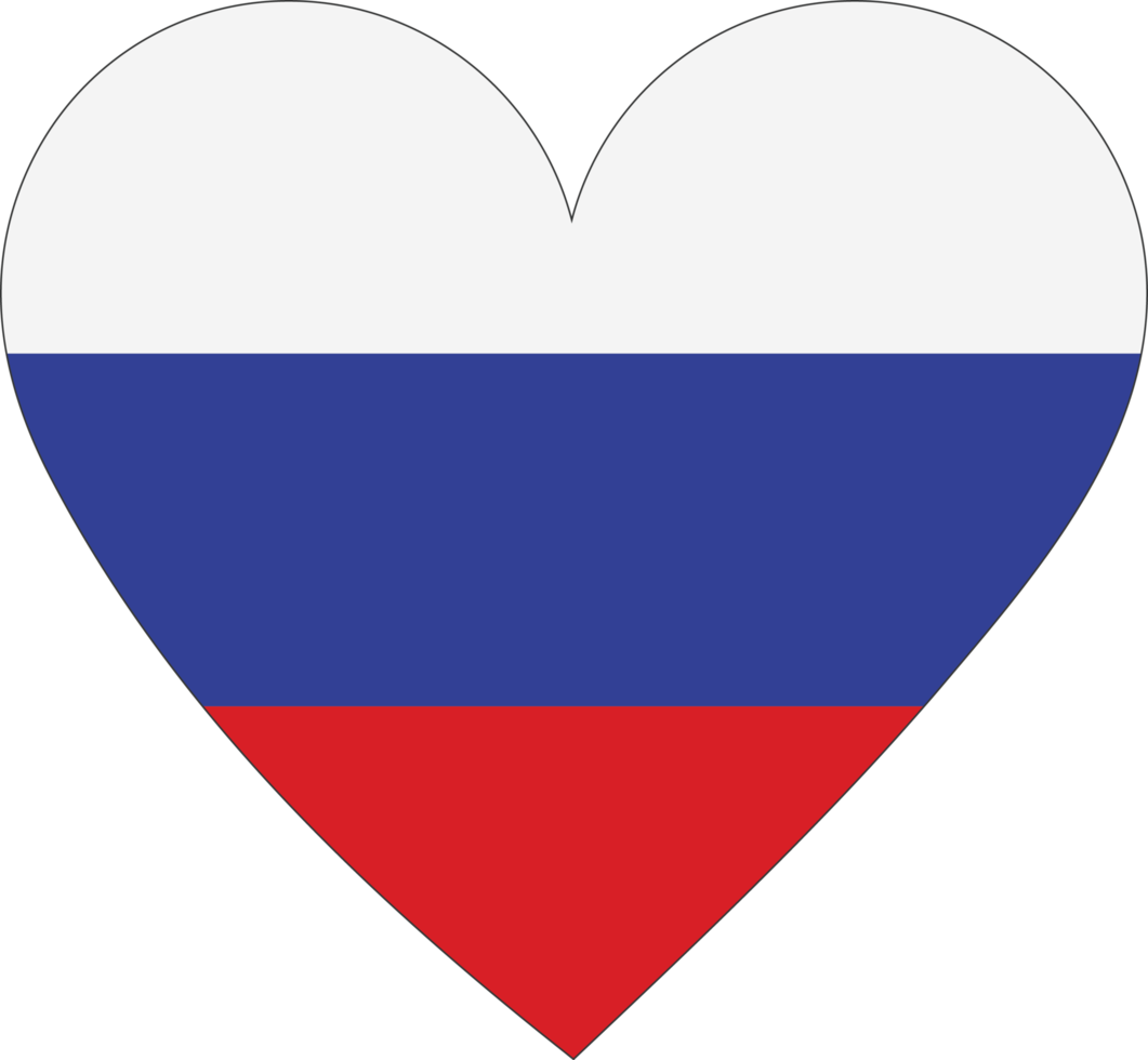Russia flag in the shape of a heart. png