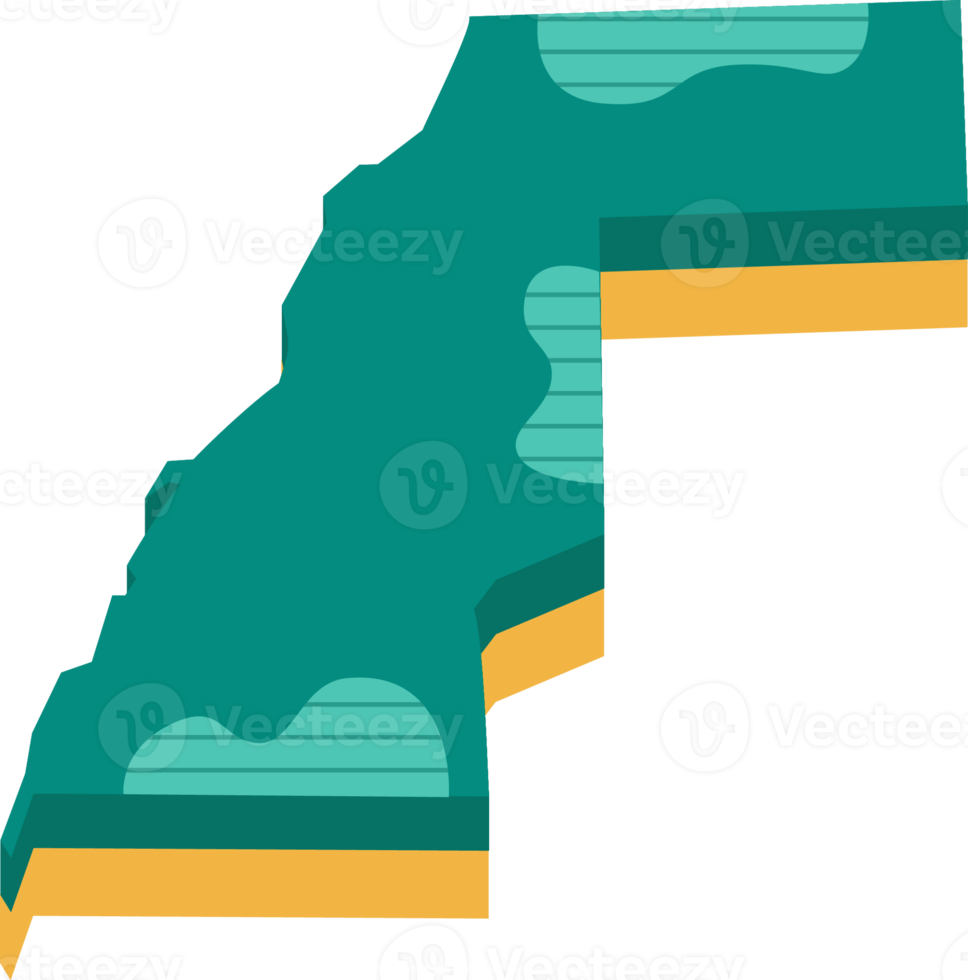 3d carta geografica di occidentale sahara png