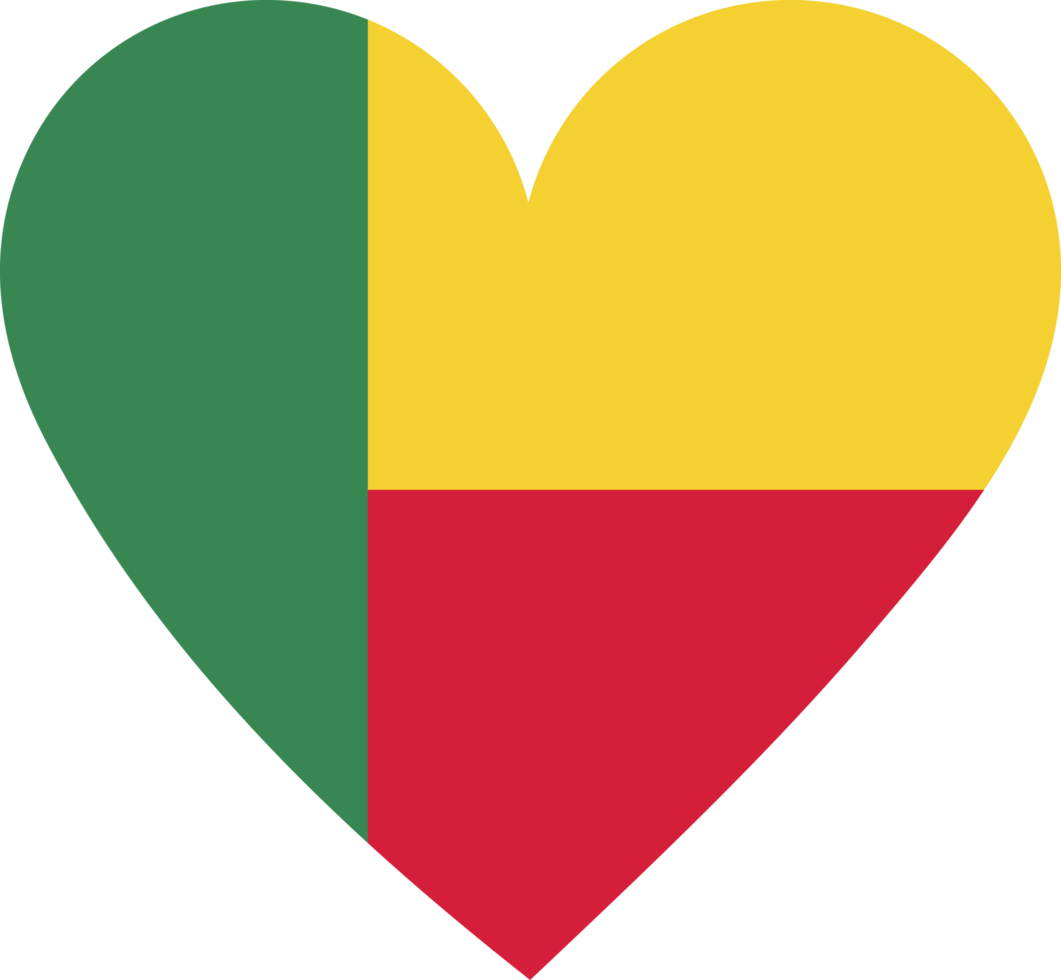 Benin flag in the shape of a heart. png