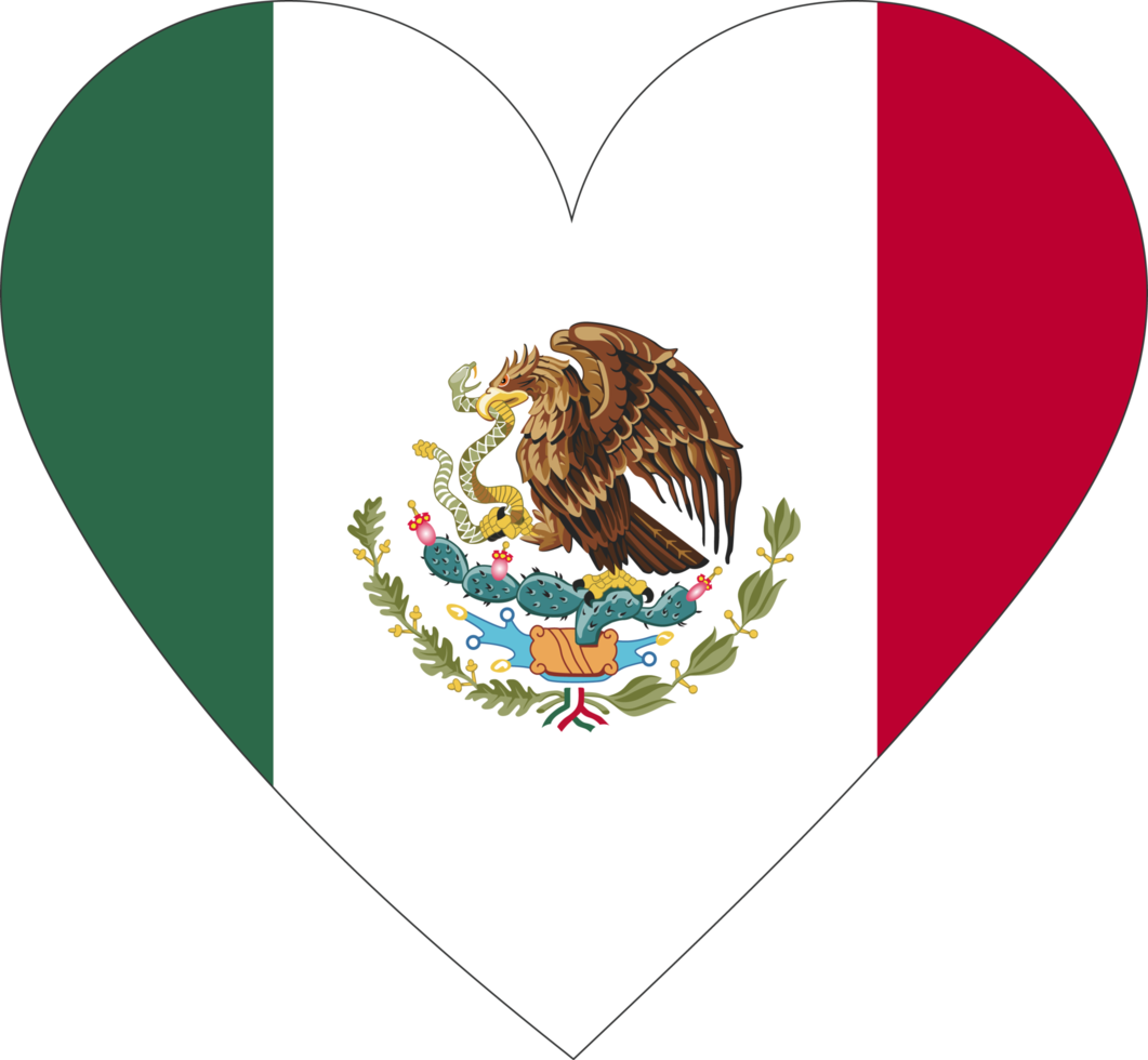 Mexico flag in the shape of a heart. png