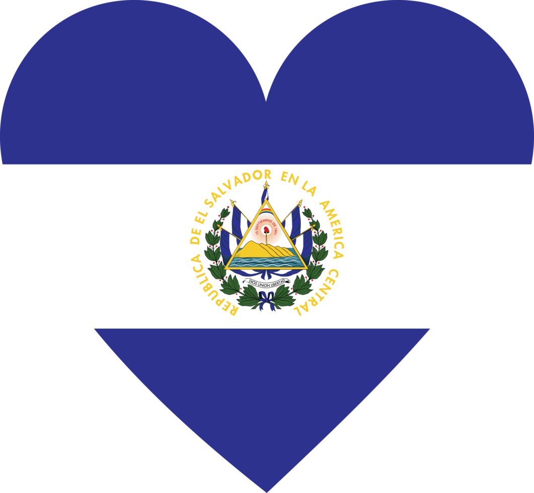 El Salvador flag in the shape of a heart. png