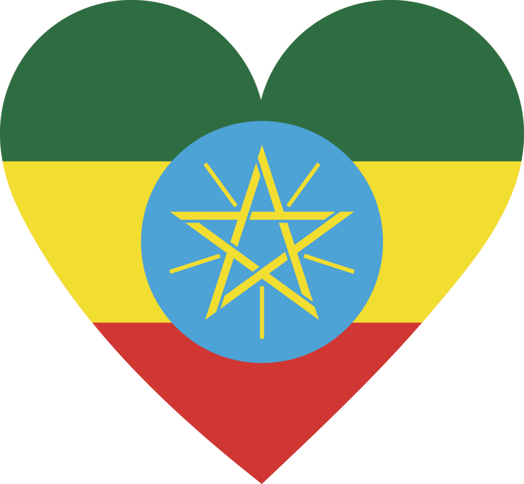 Ethiopia flag in the shape of a heart. png