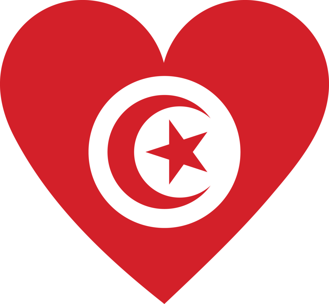 Tunisia flag in the shape of a heart. png