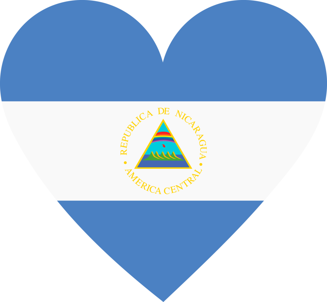 Nicaragua flag in the shape of a heart. png