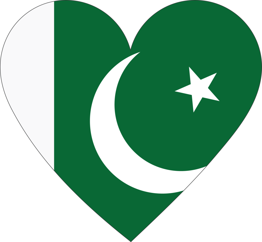 Pakistan flag in the shape of a heart. png