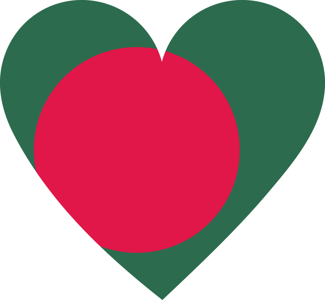 Bangladesh flag in the shape of a heart. png