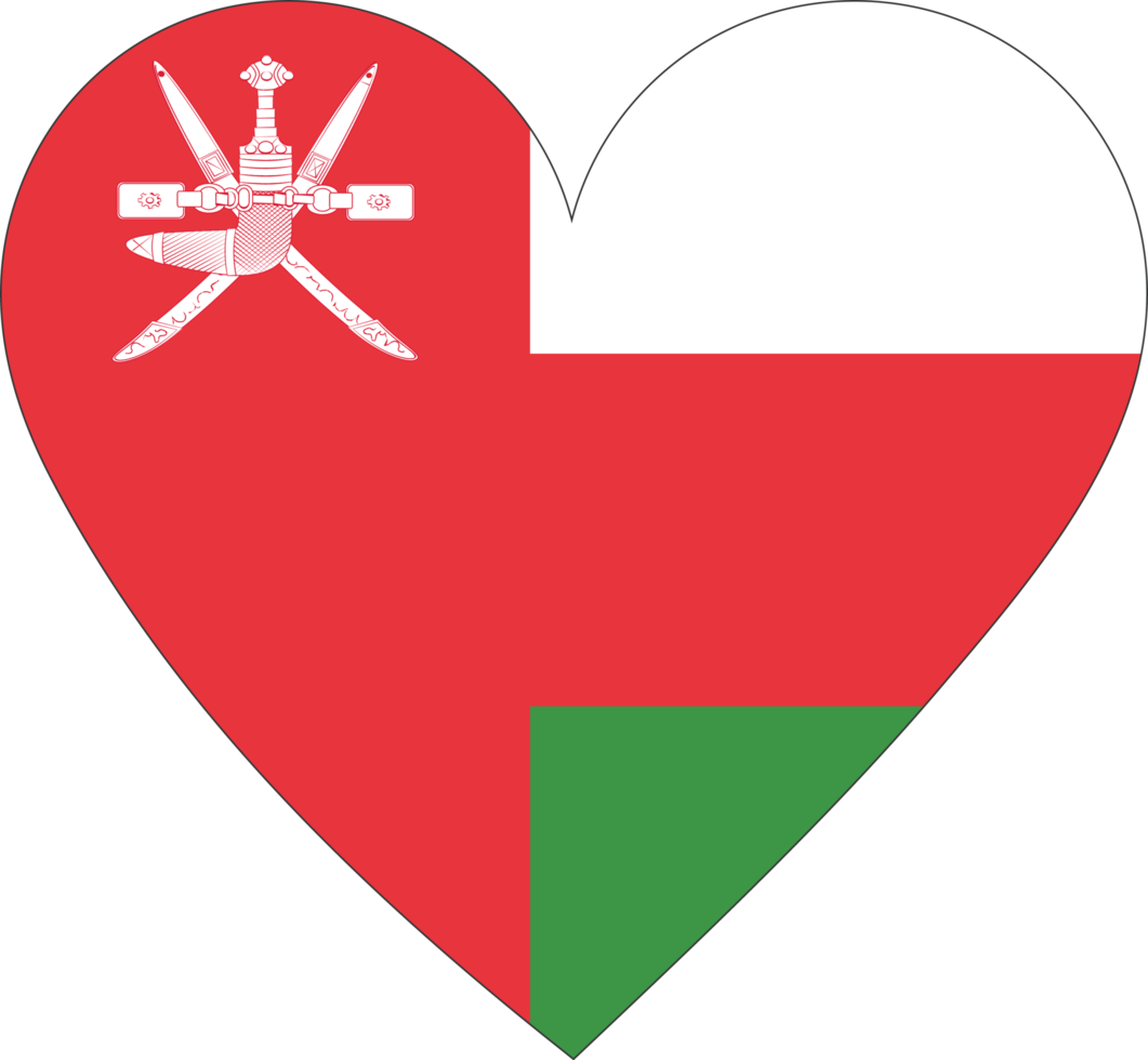 Oman flag in the shape of a heart. png