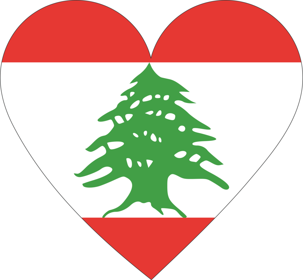 Lebanon flag in the shape of a heart. png