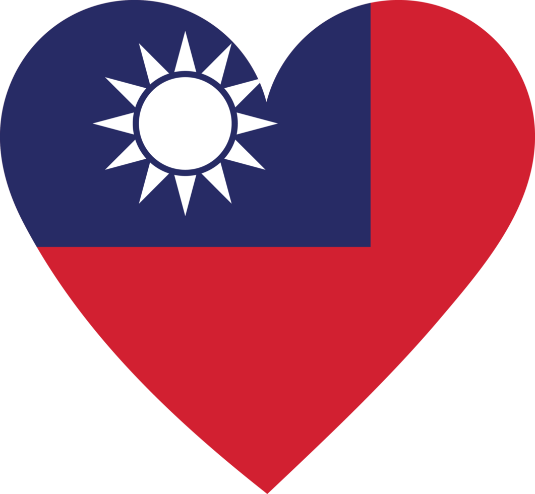 Taiwan flag in the shape of a heart. png