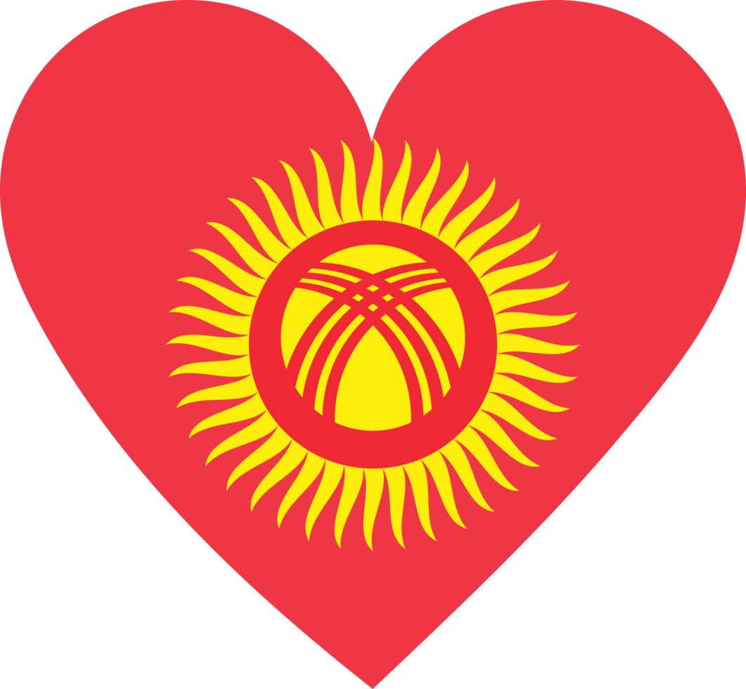 Kyrgyzstan flag in the shape of a heart. png