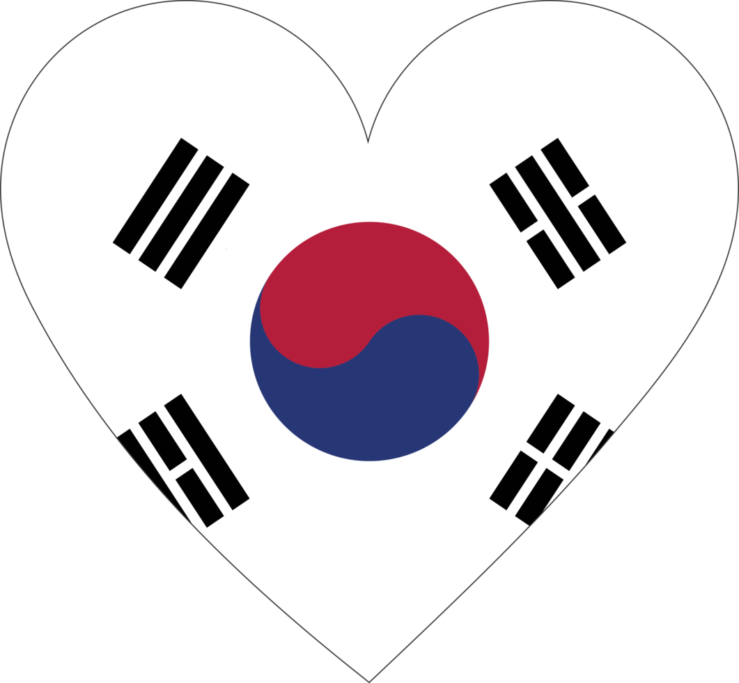 South Korea flag in the shape of a heart. png