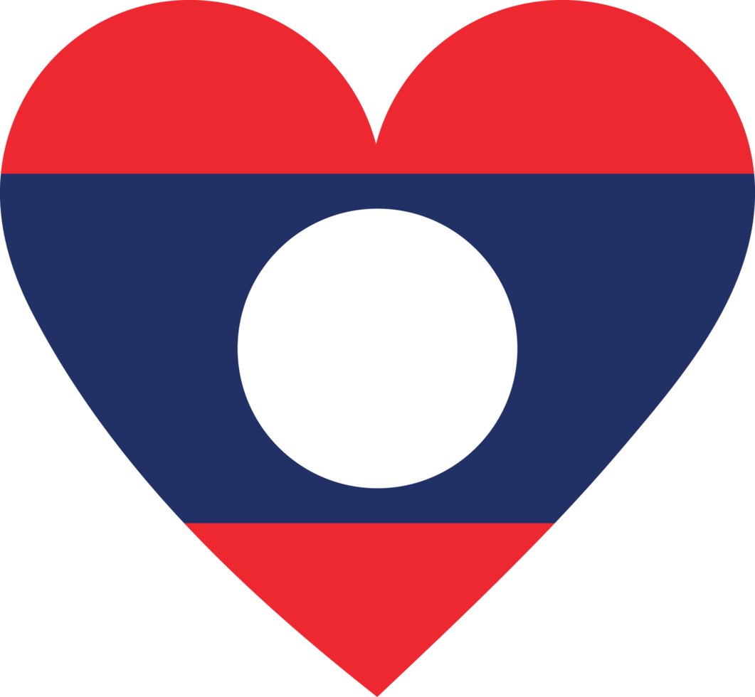 Laos flag in the shape of a heart. png