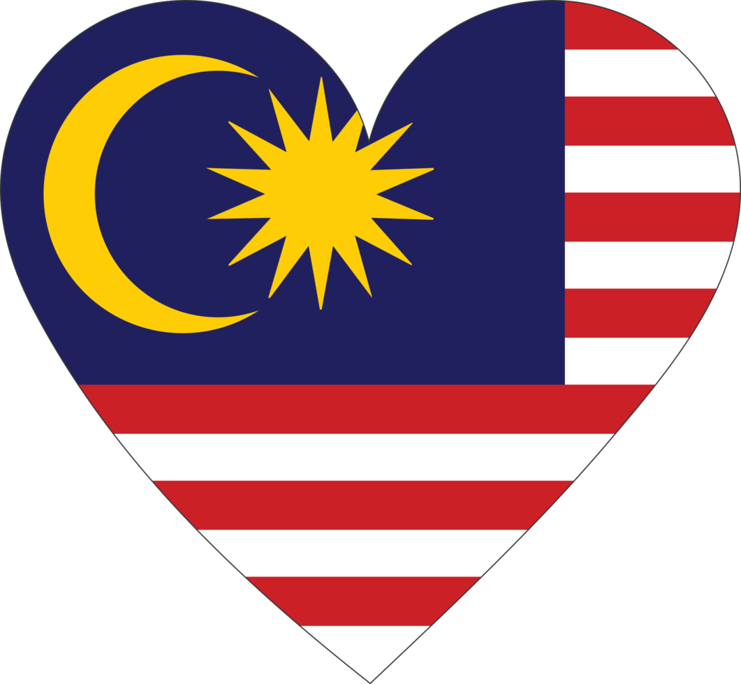 Malaysia flag in the shape of a heart. png