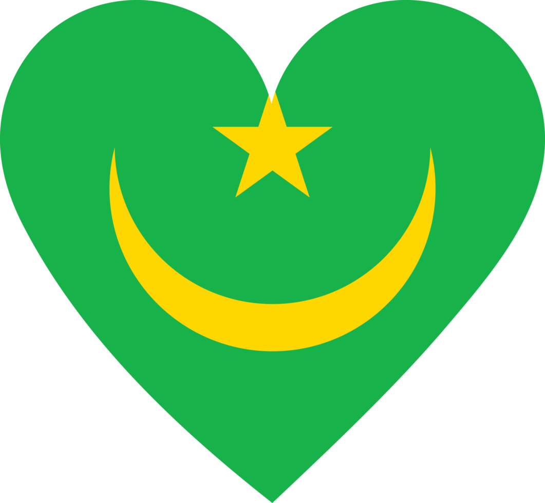 Mauritania flag in the shape of a heart. png