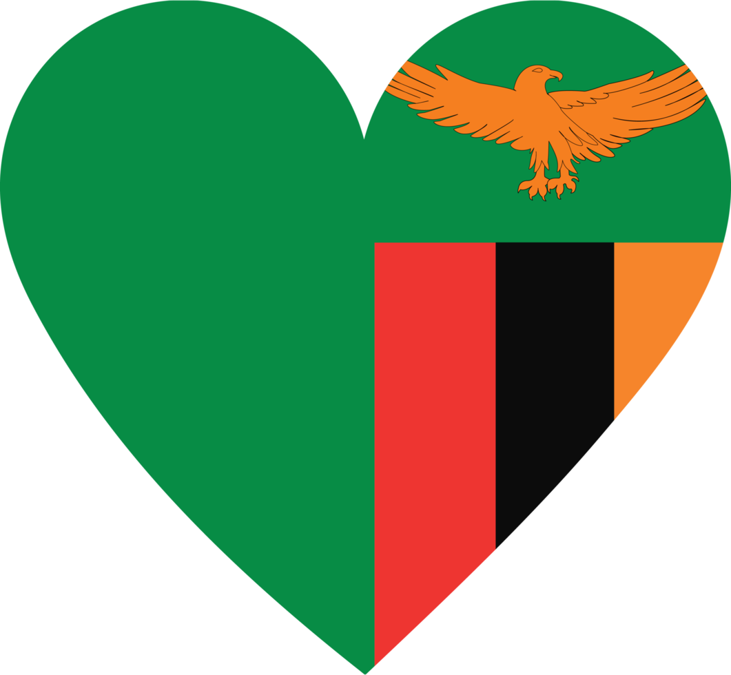 Zambia flag in the shape of a heart png