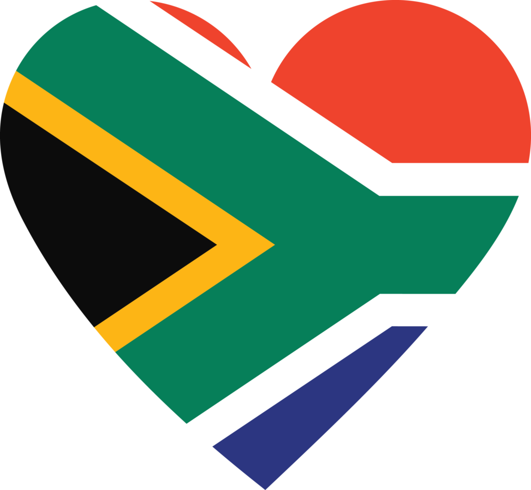 South Africa flag in the shape of a heart. png