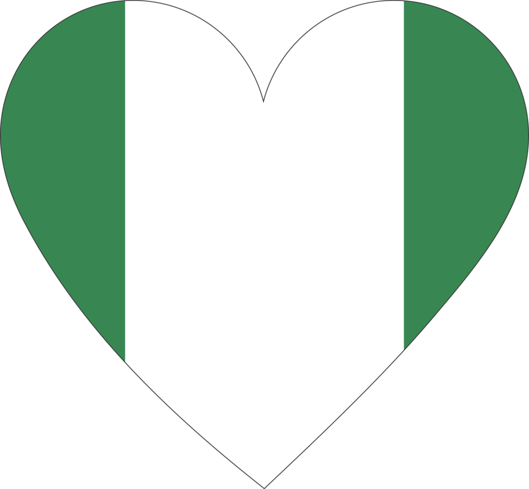 Nigeria flag in the shape of a heart. png